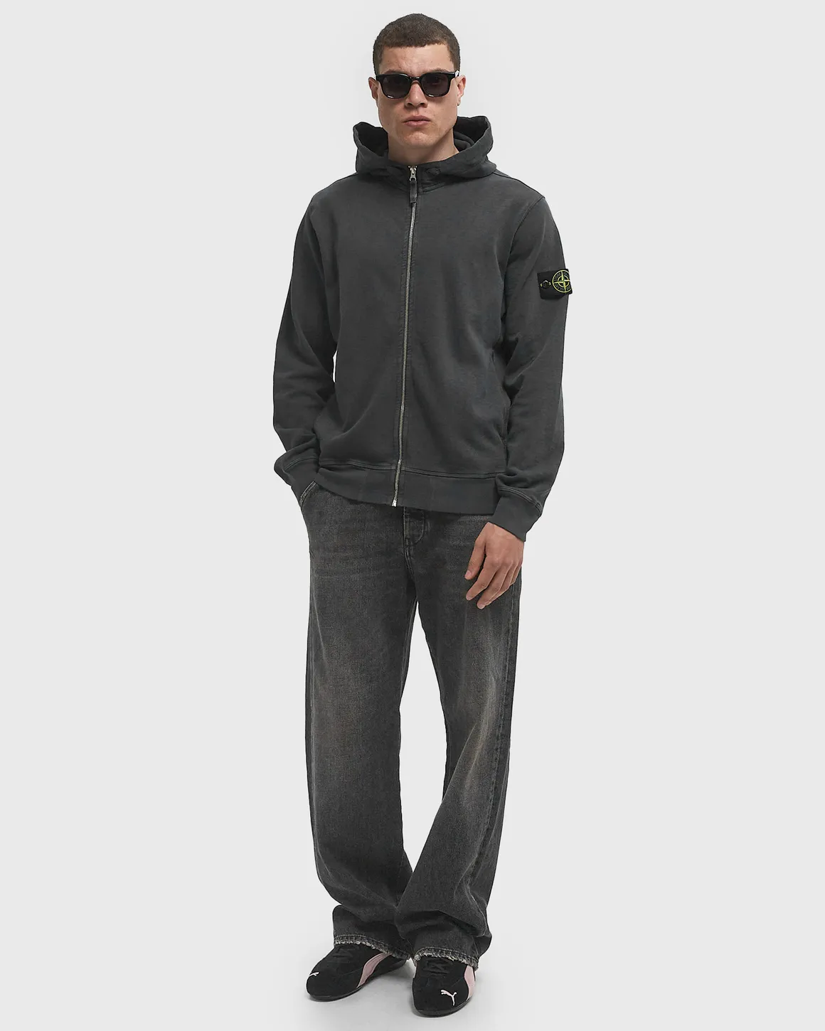 Кофта з капюшоном Stone Island Malfile Old Effect Full Zip