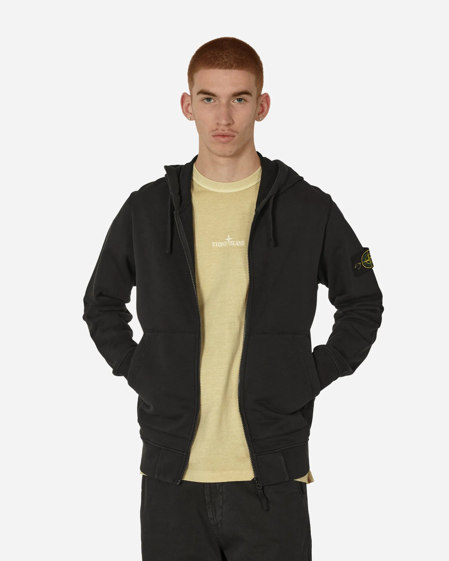 Кофта з капюшоном Stone Island Black Patch Zip Hoodie