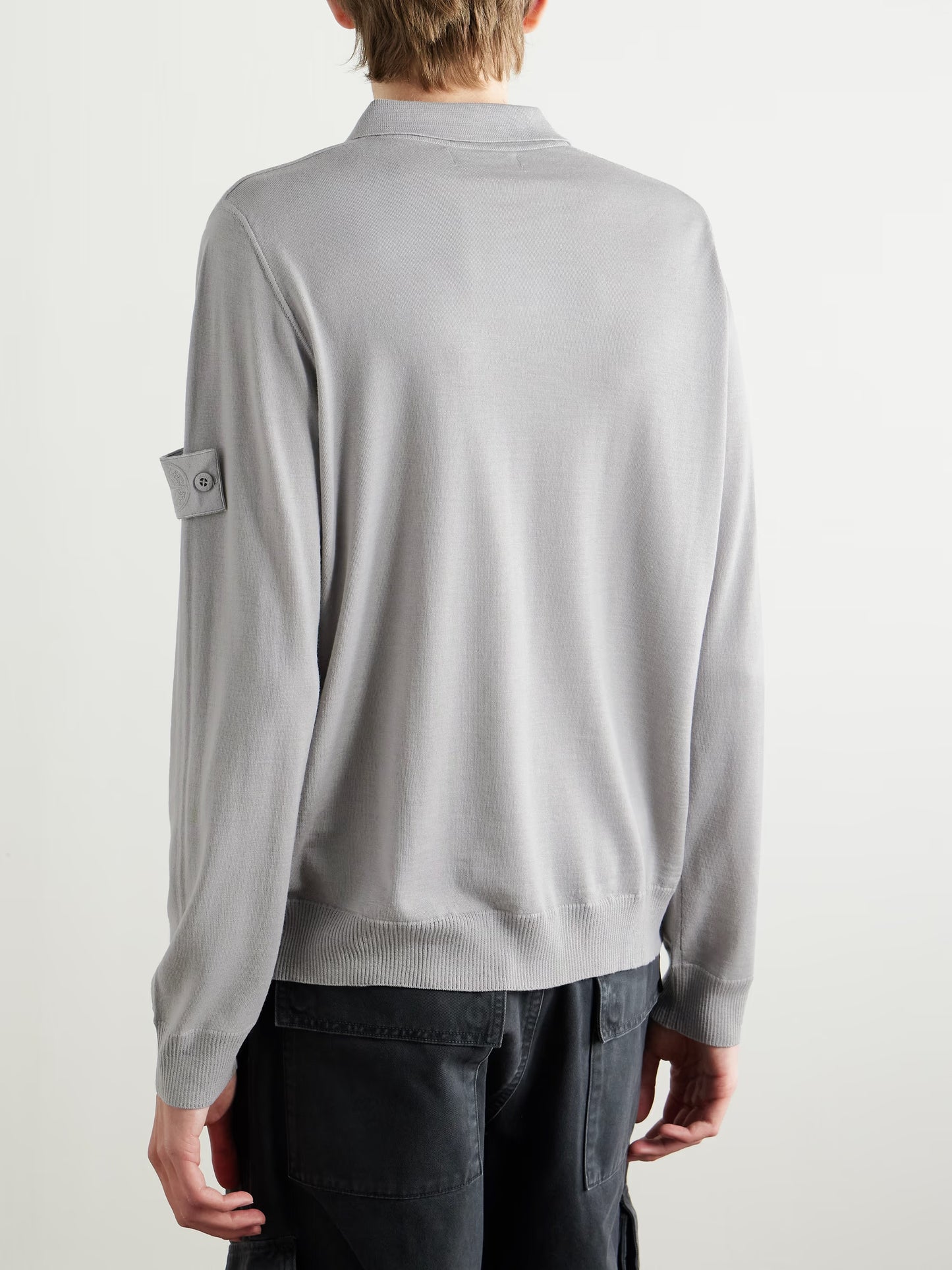 Светр чоловічий STONE ISLAND Ghost Piece Logo-Appliquéd Wool Polo Shirt